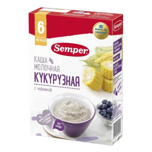 Каша молочная Semper Кукурузная с черникой с 6 мес. 200 г в Дочки и Сыночки