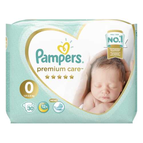 Подгузники для новорожденных Pampers Premium Care 0 (1,5-2,5 кг), 30 шт. в Дочки и Сыночки