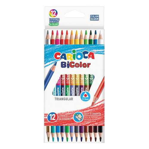 Карандаши двусторонние Carioca Bi-color трехранные, 12 штук, 24 цвета в Дочки и Сыночки